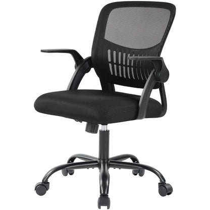 MCQ Ergonomic Mid Back Flip-up Armrest Office Desk Chair with Lumbar Support Height Adjustable 360° Swivel Computer Gaming Chair