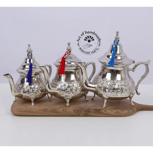 Moroccan Silver Teapot Handcrafted in Fez Qudsi Design Traditional Mint Tea Pot Handmade Decorative Teaware from Morocco 10OZ 30