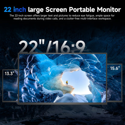 EVICIV 22" 2K Portable Monitor 2560*1440P 100%DCI-P3 QLED External Screen For Loptop Phone With HDMI Computer Display Extension