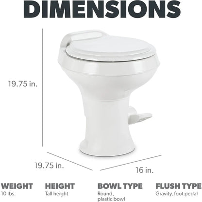 DOMETIC 302300071 300 Series Standard Toilet, White