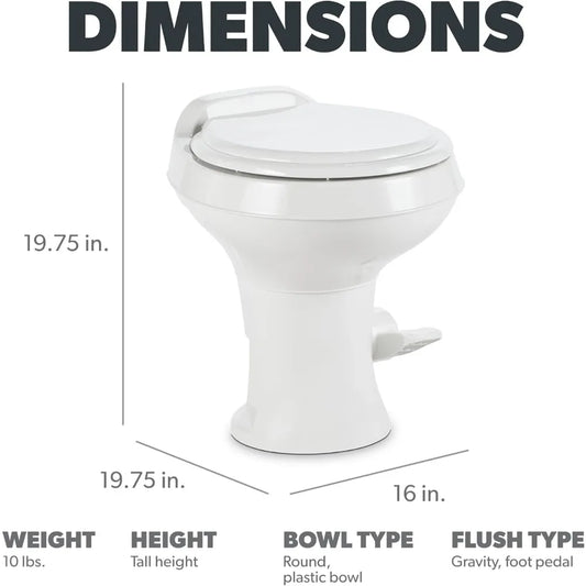 DOMETIC 302300071 300 Series Standard Toilet, White
