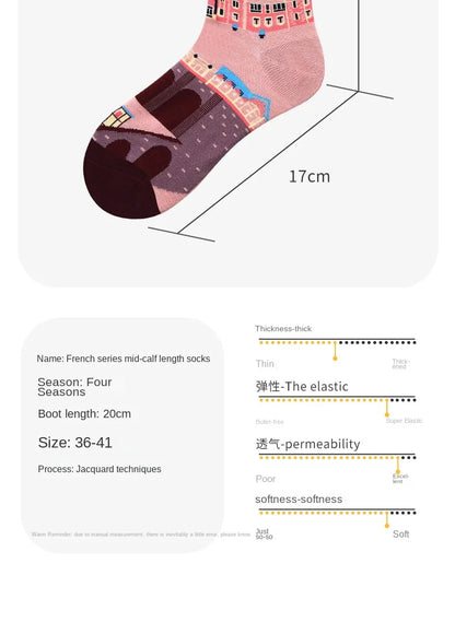 2024 Autumn and winter new socks female French plant series in high tide women's socks  designer socks