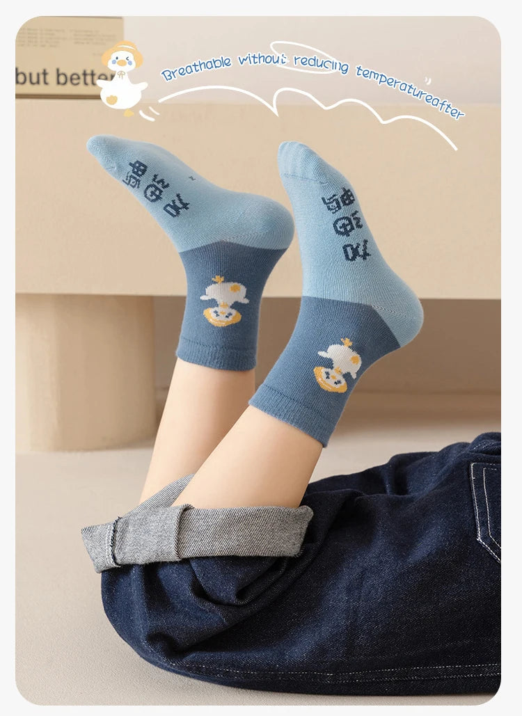 10 Pairs Boys Cartoon Duck Socks Children Baby Toddler Sport Socks School Student Spring Autumn Soft Kids Fashion Mid Tube Socks