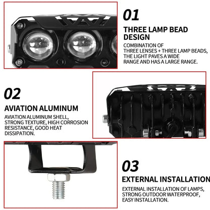 Motorcycle LED light Spotlight headlight lens Motorcycle Driving lights Spot Lamp yellow white High Low beam Moto Running Light