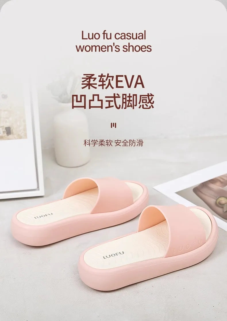 LUOFU Ladies Slippers Anti-Slip Soft Sole Fashionable Thick Bottom Women's Slip-On Shoes Comfortable Home Footwear
