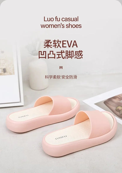 LUOFU Ladies Slippers Anti-Slip Soft Sole Fashionable Thick Bottom Women's Slip-On Shoes Comfortable Home Footwear