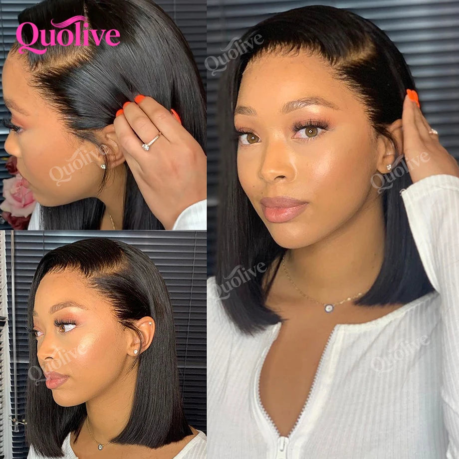 Short Bob Wig Human Hair Wear And Go Glueless Wigs 5x5 Closure Wig 13x6 Hd Lace Bone Straight Human Hair Wigs For Black Women