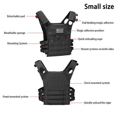 MOLLE outdoor training vest (including US flag emblem) with convenient expansion, lightweight and multifunctional JPC vest
