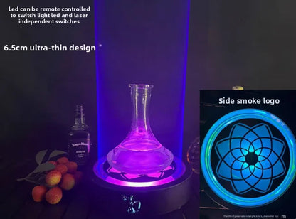 LED Smoking Table Lamp with Laser Light & Charging Base for Hookah Portable Neon Smoke Glow Lamp for Bar Party Laser Effects