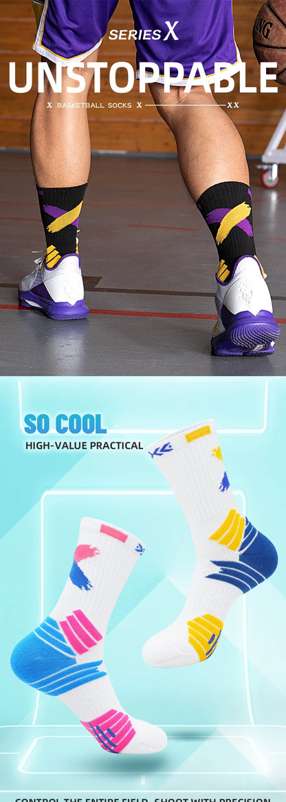 Practical Basketball Socks for Man Kids Thickened Towel Bottom Professional Medium Tube Sports for Elite Running Cycling