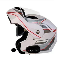 KUQIBAO motorcycle bluetooth helmet double lens uncovered motorcycle helmet with FM large capacity 1200mAh flip helmet