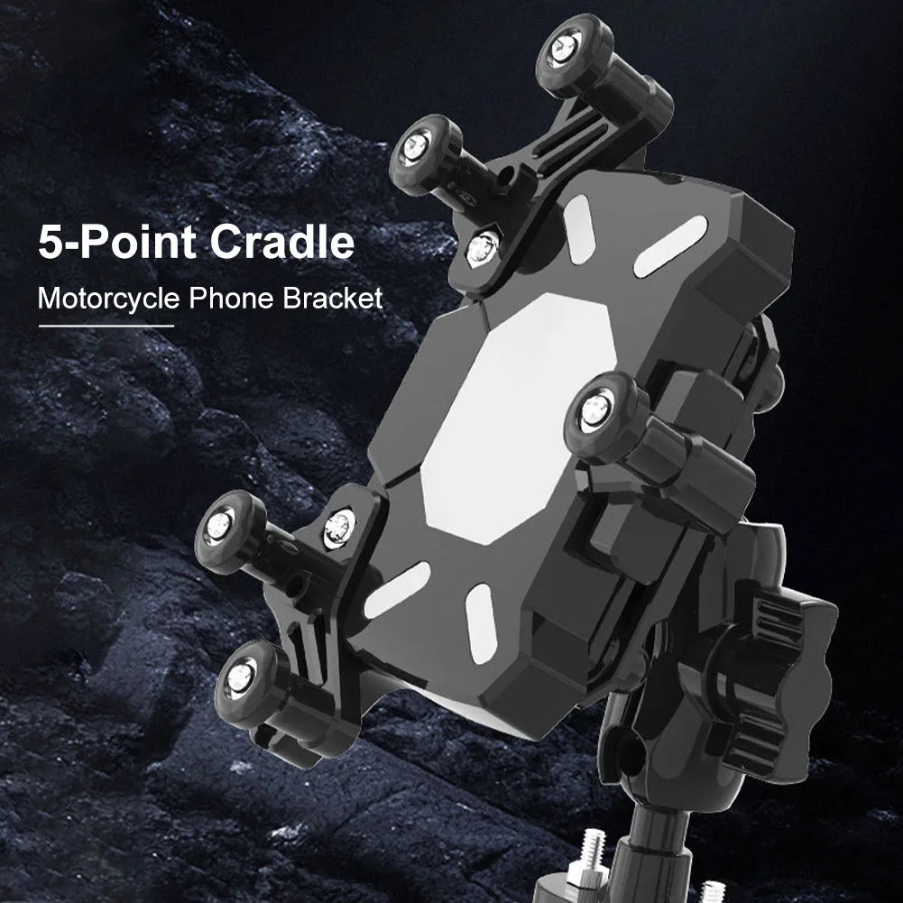 Universal Motorcycle Phone Holder Shock Absorbing Phone Mount Stand 360° Adjustable For iPhone 15 13 14 Pro Max More 4.7-7.1inch
