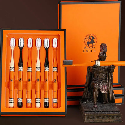 6 pieces/box high-end gift box adult manual toothbrush oral care soft bristled cleaning male and female universal home cleaning