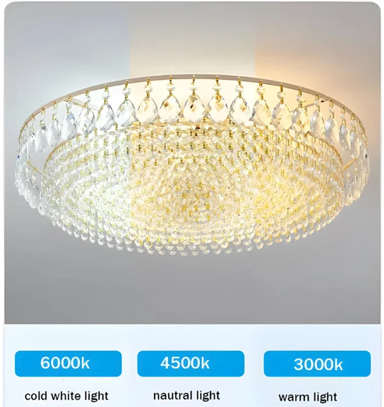 Big Luxury Crystal LED Ceiling Chandeliers for Living Room New Gold Hanging Lamps for Ceiling Modern Home Decor Lustre Lighting