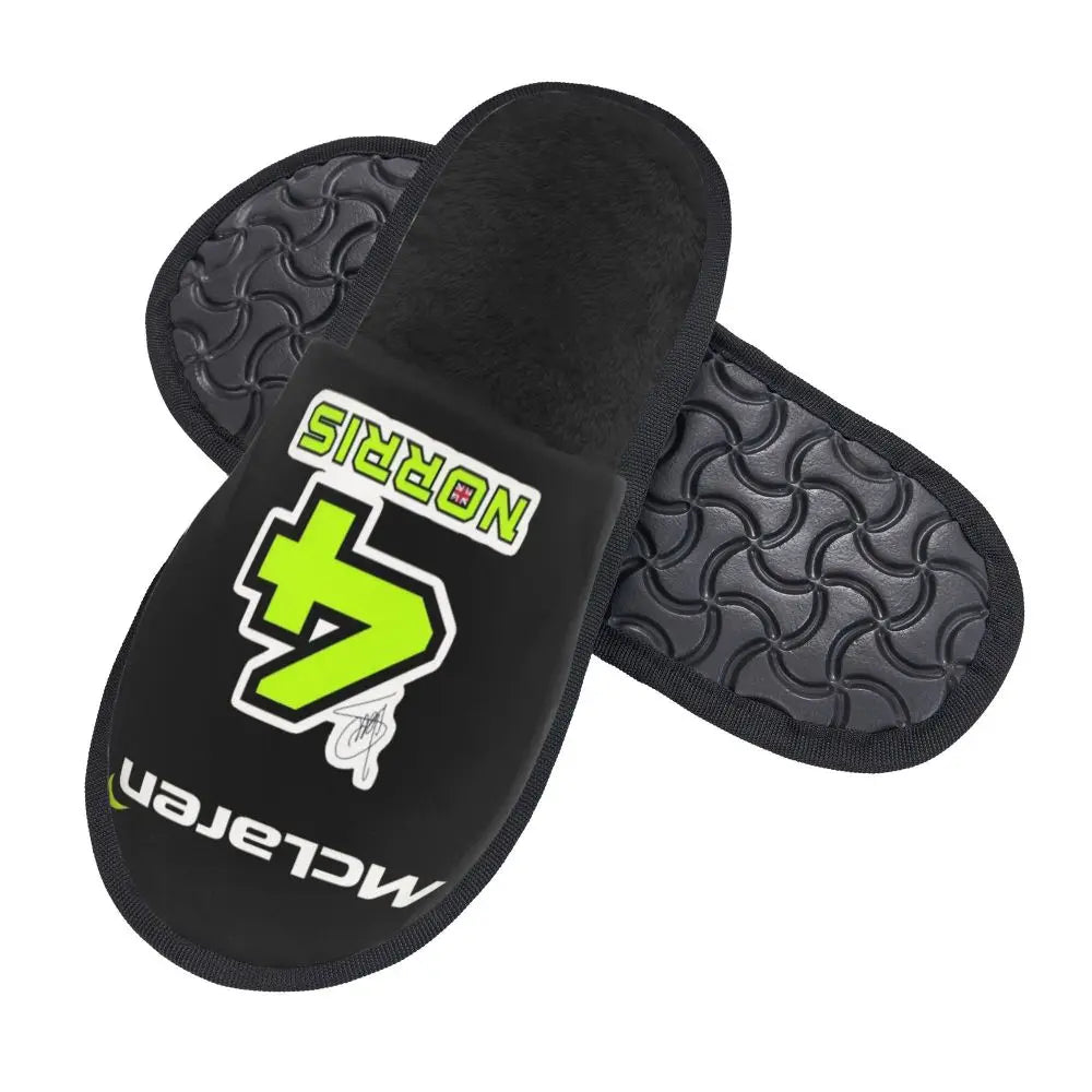 Custom British Lando Norris Racing Driver Guest Slippers for Spa Women House Slipper