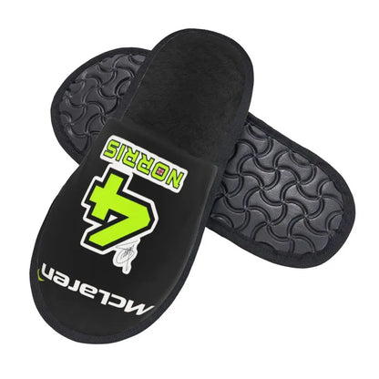 Custom British Lando Norris Racing Driver Guest Slippers for Spa Women House Slipper