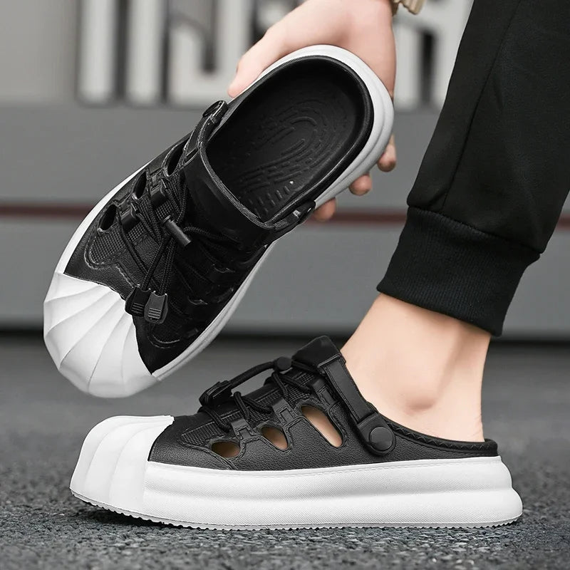 Fashion Men Sandals Summer Half Slippers Outdoor Women Beach Shoes Couple Walking Sneakers Comfortable Breathable Casual Shoes