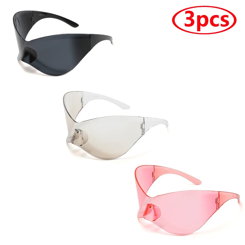 Protective Glasses New Oversized Y2K Punk Rimless Sunglasses Women Men Brand Designer Hip Hop Sport One Piece Sun Glasses Shades