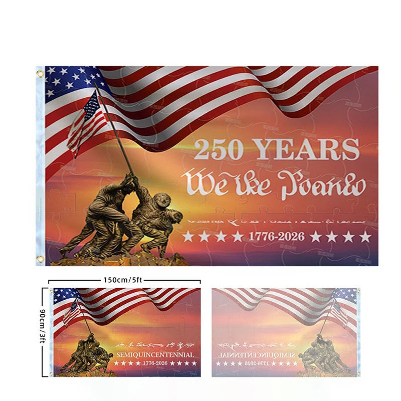 250 Years Commemorative Flag Usa Patriotic Banner Indoor Outdoor Flag Patriotic American 250th Anniversary Flag For Wall90x150CM
