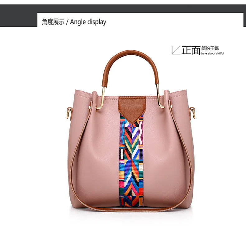 Fashionable Women's Shoulder Bag Hot Sale Of The Season New Style Mother-Child Multi-piece Set Colorful Ribbon Ladies Handbag Si
