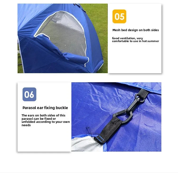 2.4 Meters with Window Breathable Windproof Outdoor Portable Beach Fishing Dual-purpose Tent Umbrella Beach Umbrella