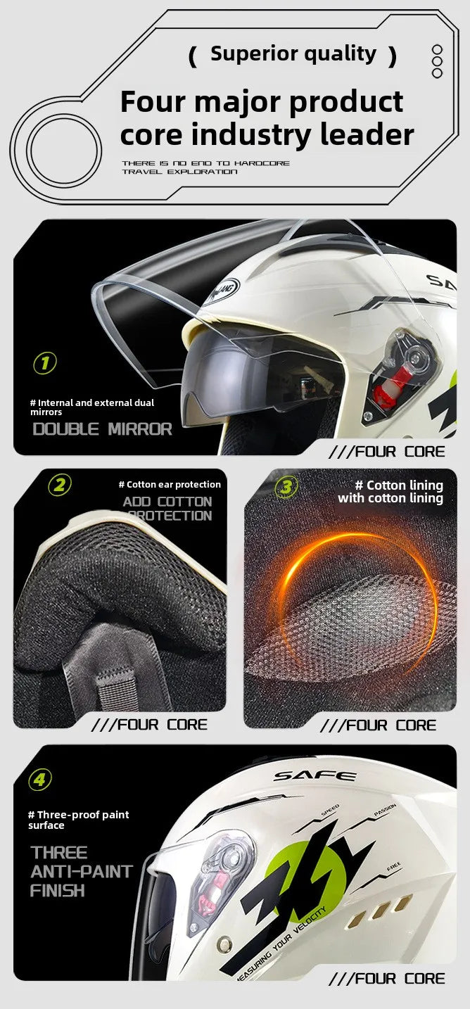 Uniform Size 58-62CM Helmet Motorcycle Winter Thermal Battery Car Female Winter Male Double Mirror Four Seasons Helmet