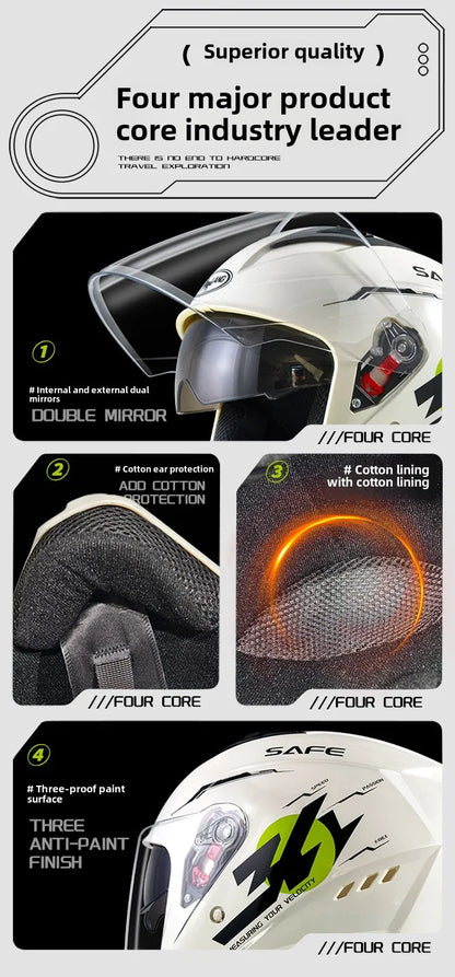 Uniform Size 58-62CM Helmet Motorcycle Winter Thermal Battery Car Female Winter Male Double Mirror Four Seasons Helmet