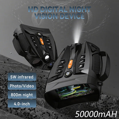 4.0'' Screen 4K Night Vision Binoculars 10X Digital Zoom With Tactical Light 5000mAh Infrared Night Vision Goggles for Camping