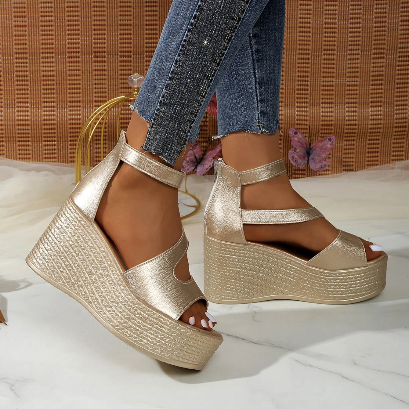 Women Fashion Wedge Sandals Summer Woman Casual Non-slip Peep Toe Designer Shoes Elegant Platform Sandals Sandalias De Mujer