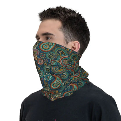 Custom Black Bandana Pattern Bandana Neck Gaiter for Hiking Cycling Women Men Wrap Scarf Paisley Style Headband Warmer