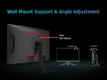 KTC 32 Inch Curved Monitor VA 1500R, 2K QHD 1440P@180Hz Gaming Monitor, 1ms MPRT, FreeSync Premium, G-Sync, HDR10, 122%sRGB, VES