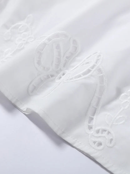 Minimalist White Boat Neck Midi Dress Women Elegant Cap Sleeve A-line Flare Eyelet Embroidery Vestido Wedding  Formal Party Gown