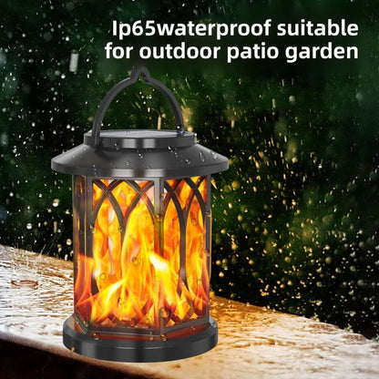 Solar Powered Outdoor Flame Lights Clip-On Lantern Hanging Lamp Waterproof Landscape Pathway Lights for Garden Yard Patio Decor