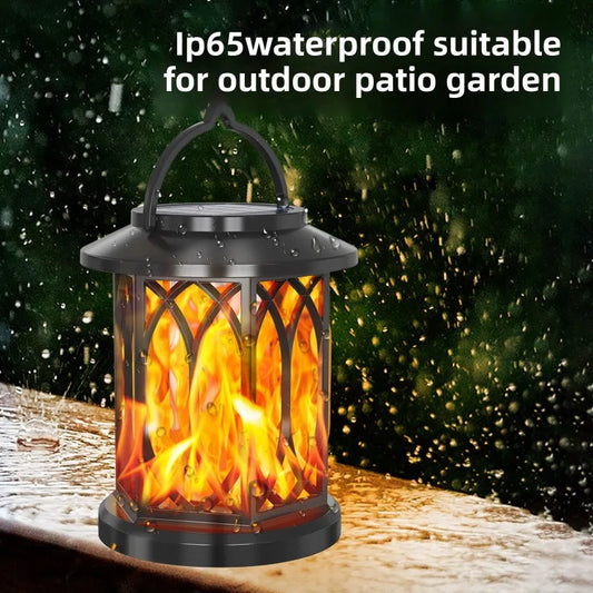 Solar Powered Outdoor Flame Lights Clip-On Lantern Hanging Lamp Waterproof Landscape Pathway Lights for Garden Yard Patio Decor