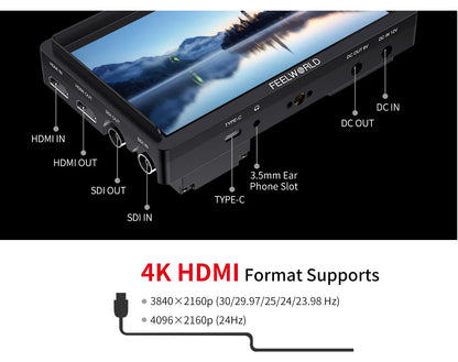 FEELWORLD FW568S 6 Inch 1920X1080 IPS FHD LCD Panel On Camera Field  Monitor 3G SDI 4KHDMI Input Output  for Youtube Gimbal Rig