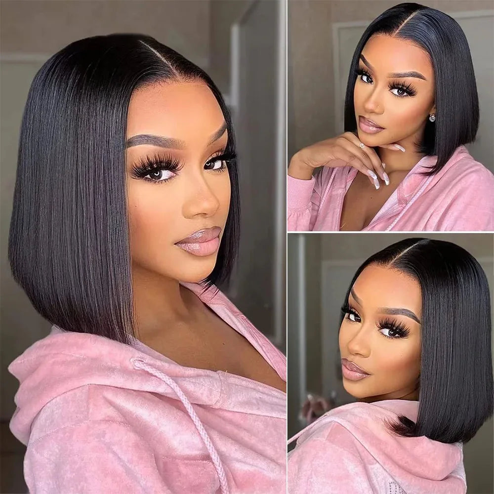 4x4 5x5 HD Lace Frontal Glueless Bob Wig Human Hair 10 Inch Straight Human Hair Wig Pre Plucked HD Short Bob Lace Front Wig 13x4
