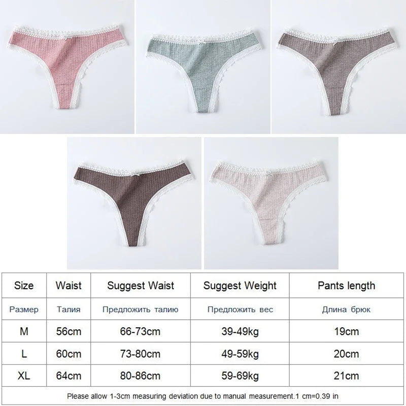 3 Pcs/Set Women Panties G-String Underwear Fashion Thong Sexy Cotton Panties Ladies G-string Soft Lingerie Solid Low Rise Panty