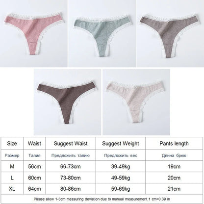 3 Pcs/Set Women Panties G-String Underwear Fashion Thong Sexy Cotton Panties Ladies G-string Soft Lingerie Solid Low Rise Panty