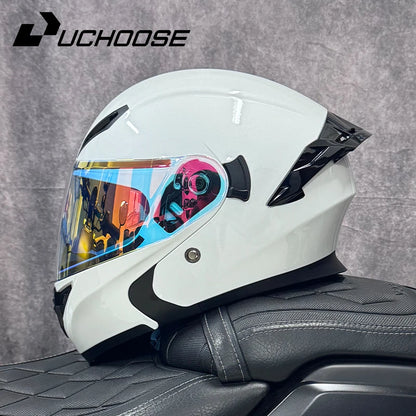 Uchoose DOT Approved Helmets Crash Motorbike Protective Gear Men Women Flip Up Helmet Motorcycle Double Sun Visor