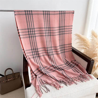 Houndstooth Scarf Men Women Autumn Winter Cashmere Scarves Wrap Student Fashion Thicken Warm Long Tassel Shawl Lady Bufanda New