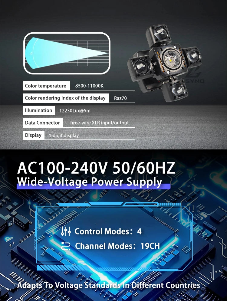 4-Arm Mini Disco Party Light Remote Control 80W LED Beam Moving Head DJ Light DMX Strobe Stage Effect For Club Wedding Events