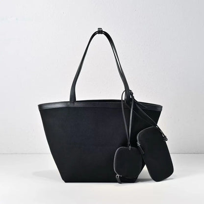 2025 new women's tote bag canvas   soft leather texture for commuting and daily wear, both sides can be used