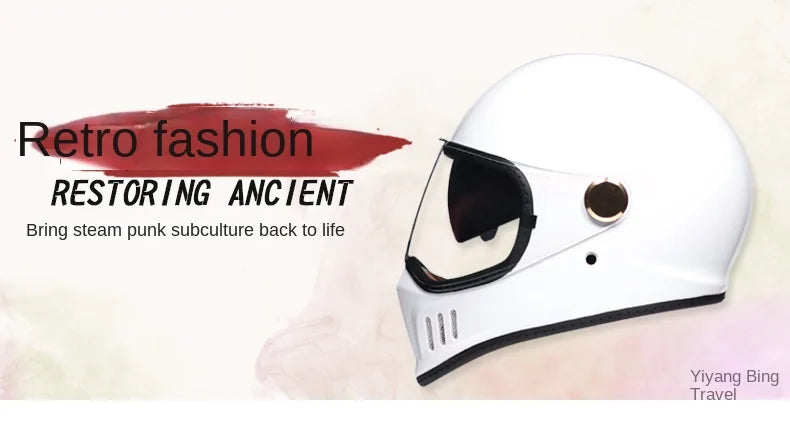 Dot-approved, motorcycle full-cover vintage helmet, Cafe cruiser helmet, PC lenses, suede lining