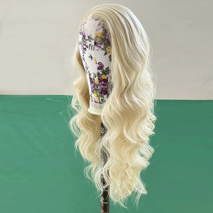 AIMEYA Blonde Wig Synthetic Lace Wigs for Women Natural Hairline Synthetic Lace Frontal Wig Preplucked Wavy Wigs Cosplay Use