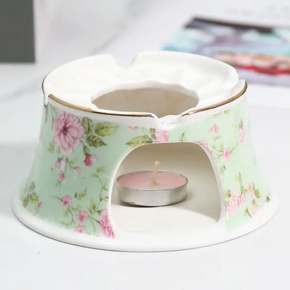 400ML English British Fine China Teapot Heating Base High-Grade Porcelain Tea Warmer Teapot Set Ceramic Holding Furnace
