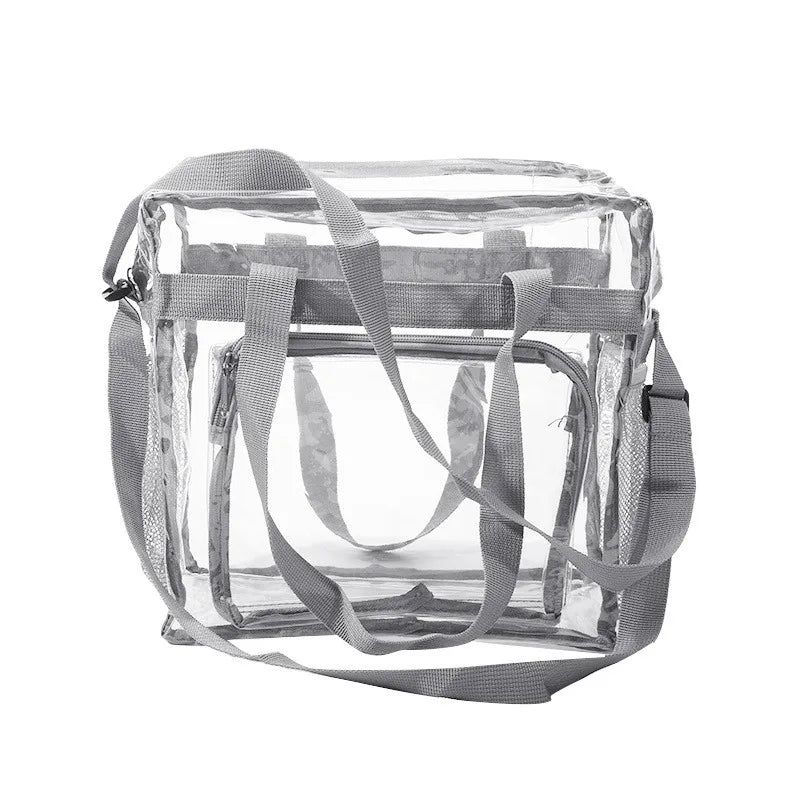 Portable PVC Transparent Shoulder Crossbody Bag Tote Satchel Handbag for Women Lady Large Capacity Clear Bag Shopping Handbag
