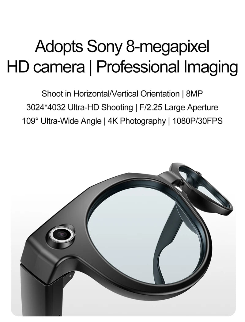 AI Smart Glasses 8K HD 800MP Camera Video Sport Sunglasses AI Chat GPT Bluetooth Music Call Translation Voice Assistant Glasses