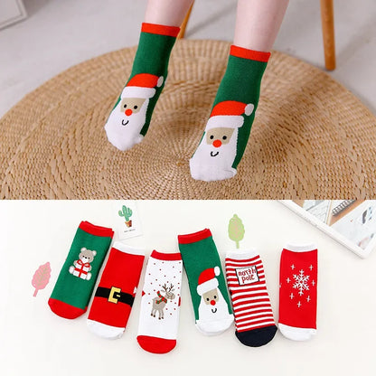2022 Hot Children's Christmas Terry Socks Plush Thick Warm Omfortable Cartoon Santa Snowflake Baby Boys and Girls Med Tube Sock