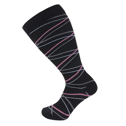 2XL-7XL Plus Size 20-30 mmHg Compression Socks for Women Men Wide Calf Extra Large Knee High Flight Sock for Circulation Support