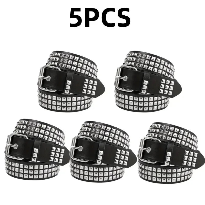 2025 New Square Bead Rivet Belt Metal Pyramid Belt Men and Women Punk Hardware Jeans Belt Y2K Belt Designer Belt Women's Belts